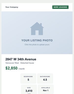 Rental Available email template