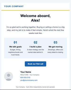 Client Welcome email template