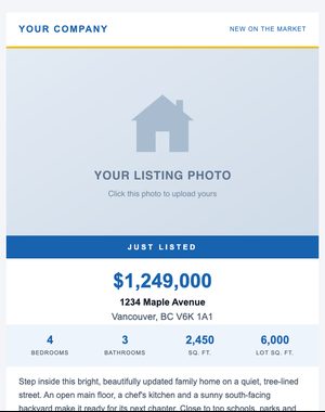 Just Listed email template