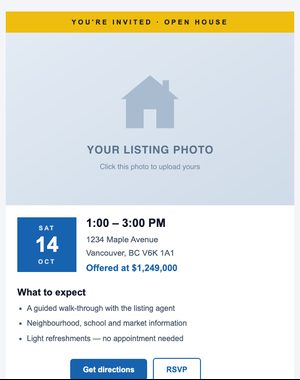 Open House email template